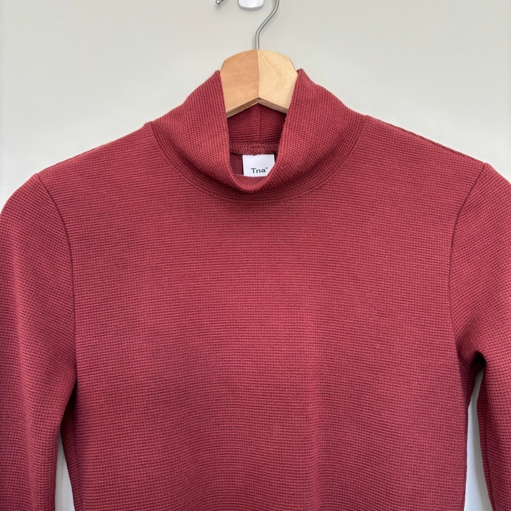 Aritzia TNA Women's Small Long Sleeve Tee Mock Neck Ribbed Loungewear Base Layer - Picture 3 of 10